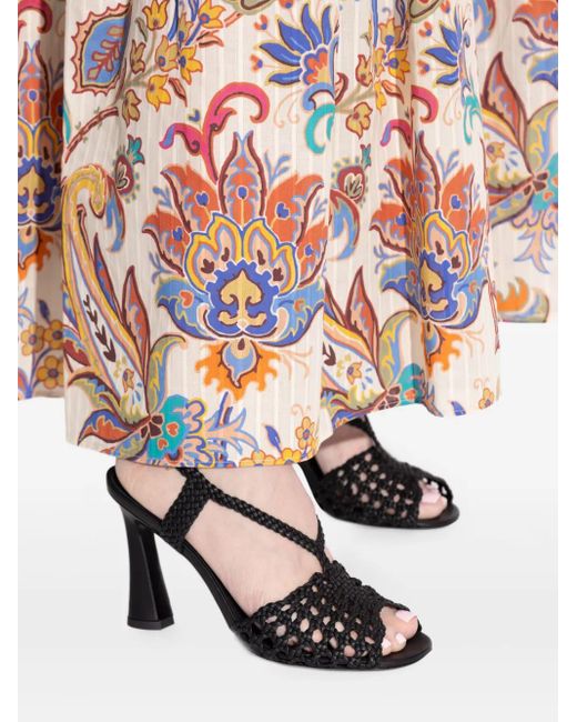 Etro Black 100Mm Woven Heeled Sandals