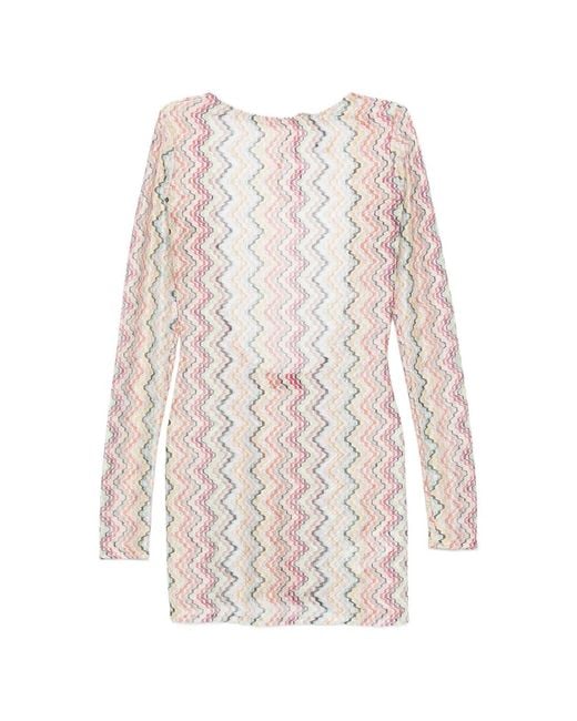 Missoni White Zigzag-Knit Open-Back Dress