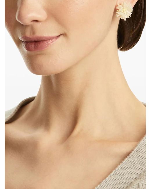 Oscar de la Renta Metallic Pompom Flower Clip-On Earrings