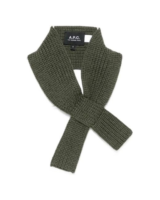 A.P.C. Green Luna Ribbed-Knit Scarf