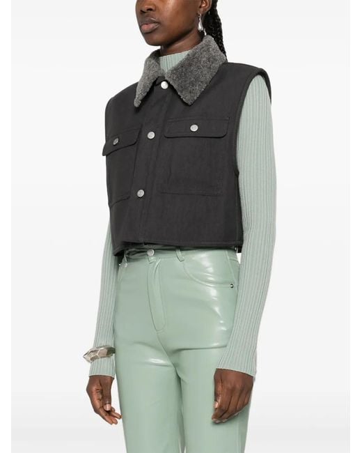 Nanushka Black Contrast-Collar Utility Gilet
