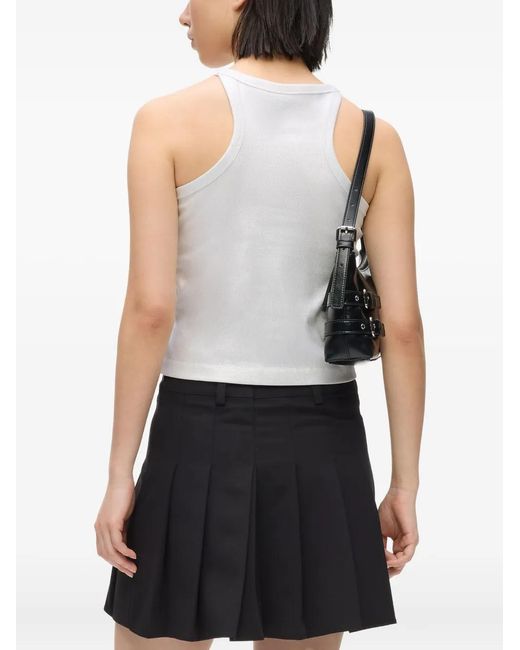 Karl Lagerfeld White Ribbed Racerback Top