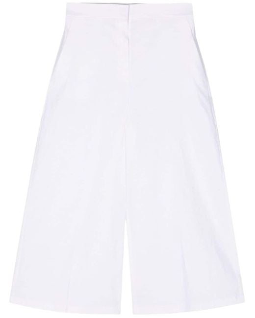 Theory White Wide-leg Cropped Trousers