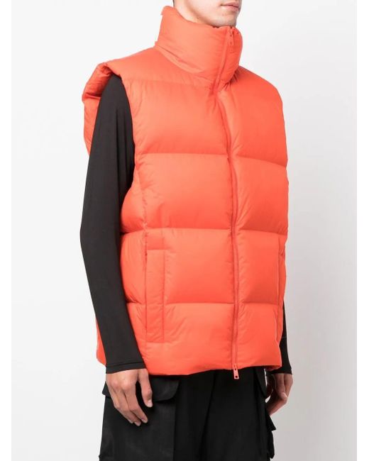 MSGM Orange Gilet Matelassé À Fermeture Zippée for men
