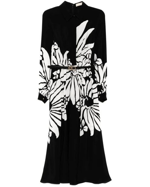 Elie Saab プリント シルクドレス Black