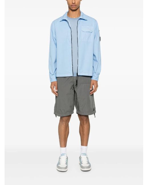 C P Company Blue Lens-Embellished Shirt Jacket for men
