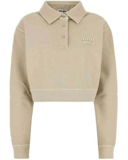 Miu Miu Natural Poloshirt Mit Logo-Print