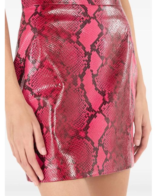 Roberto Cavalli Pink Python-Print Mini Skirt