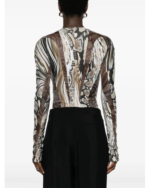 Mugler Black Illusion Sheer-Panelled Bodysuit