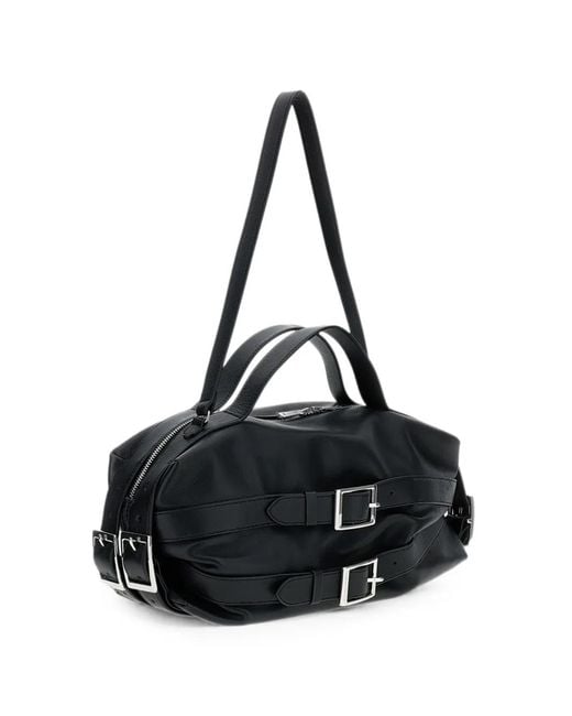 Simone Rocha Black Biker Buckled Leather Shoulder Bag
