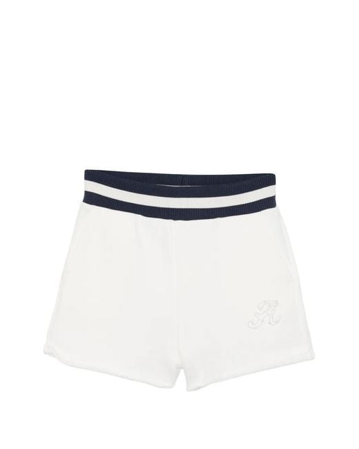 Autry Blue Ribbed Trim Logo Shorts