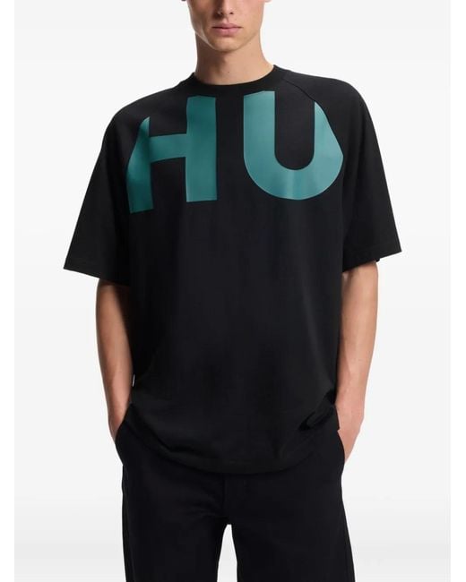 HUGO Black T-Shirt À Imprimé Graphique for men