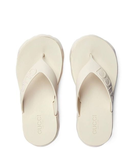Gucci Logo Platform Sandals in White | Lyst UK