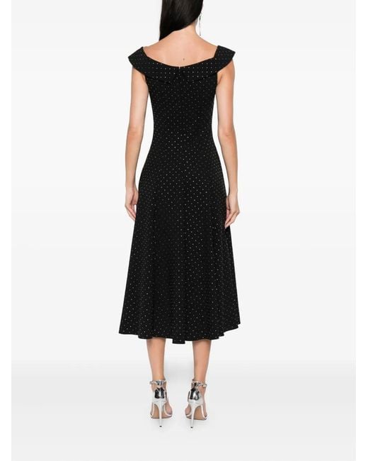 Nissa Black Embellished Off-Shoulder Midi Dress
