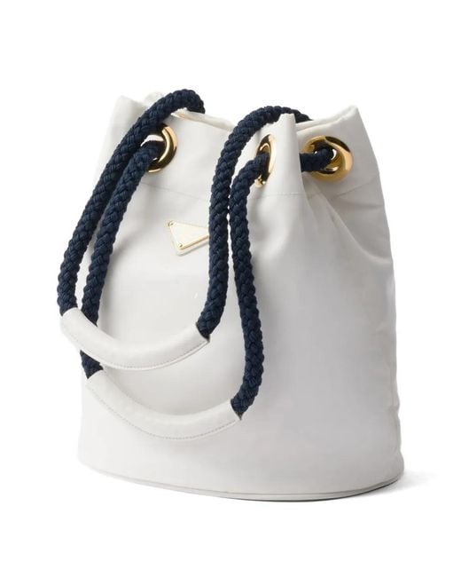 Prada Gray Mariner Re-Nylon Small Bucket Bag