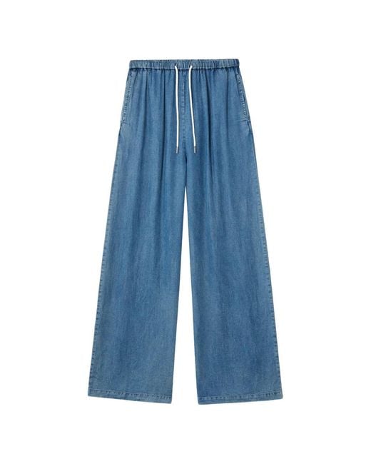 B+ AB Blue Drawstring-Waistband Wide-Leg Jeans
