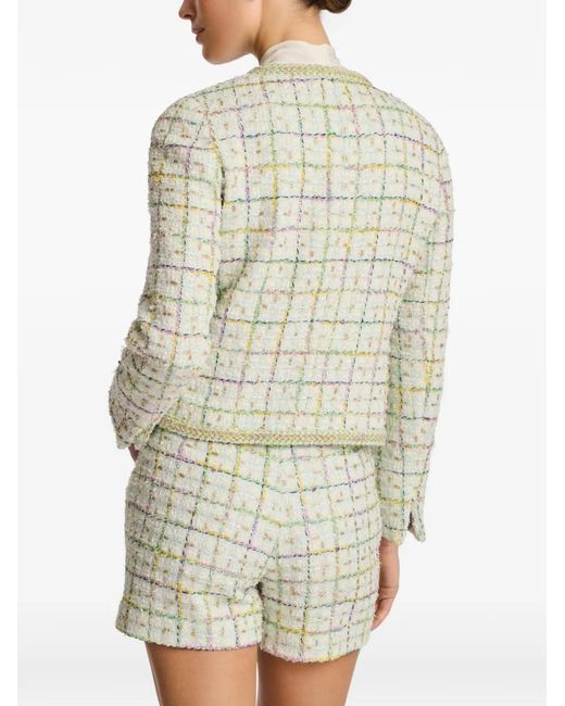 WEILL PARIS White Braided-Trim Tweed Jacket