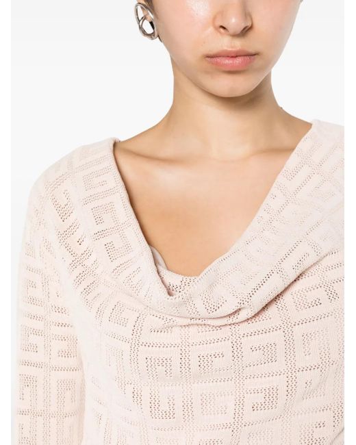 Givenchy Pink 4G-Jacquard V-Neck Top