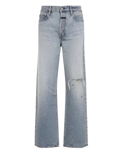 Fear Of God Blue Distressed Cotton Jeans for men