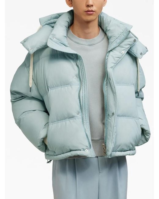 AMI Blue Logo-Appliqué Puffer Jacket