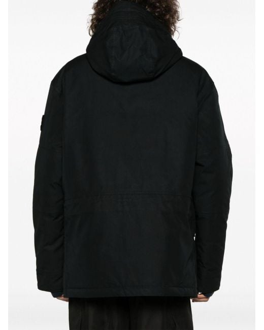Stone Island Black Hooded Jacket Ghost Piece_O-Ventile With Primaloft Insulation Technology for men