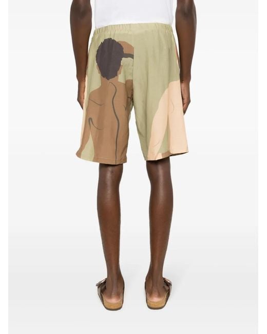 Amir Slama Green Graphic-Print Deck Shorts for men