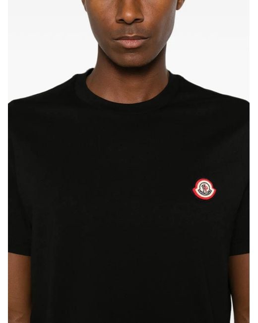 Moncler Black Logo-Patch Crew-Neck T-Shirt for men