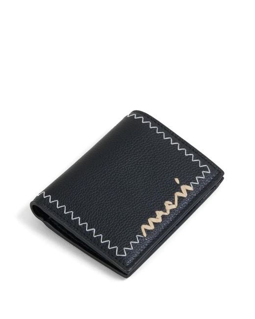 Marni Black Bi-Fold Wallet With Symbol Embroidery