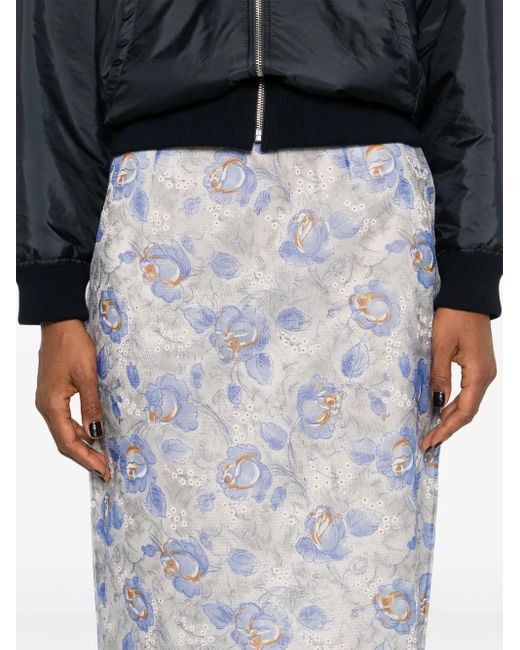 Prada フローラル ペンシルスカート White