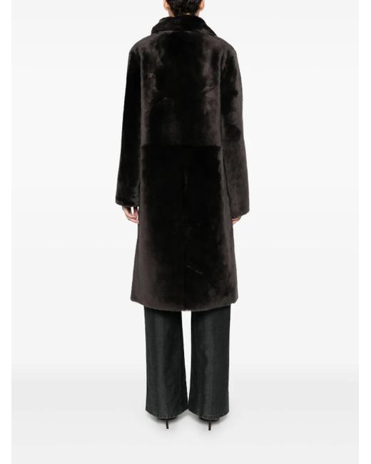 Yves Salomon Black Notched-Collar Coat