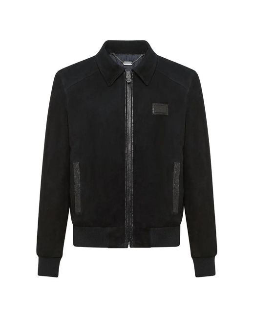Billionaire Black Logo-Patch Bomber Jacket for men