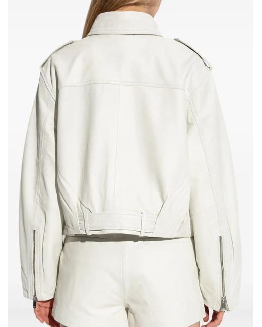 Gestuz White Leather Jacket