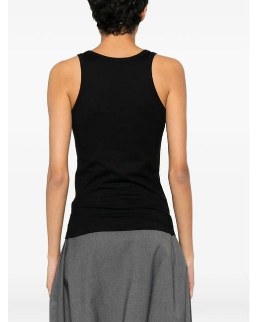 Coperni Black Ring-Detail Ribbed Top
