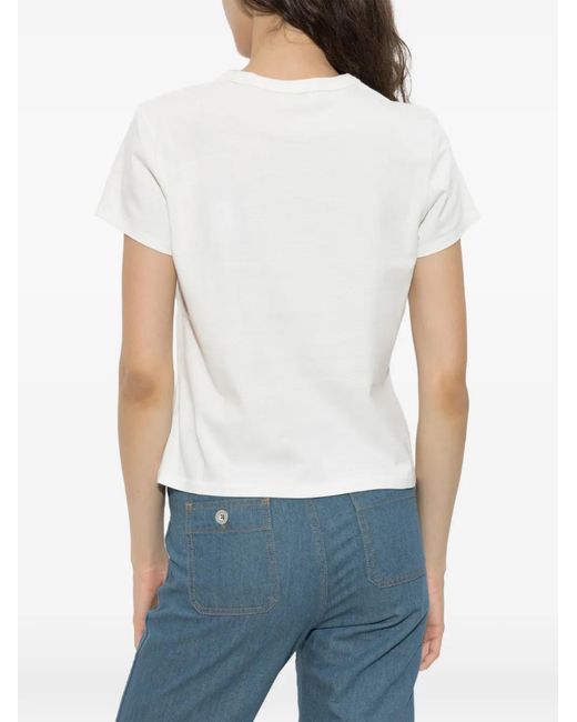 KENZO White Floral-Embroidered T-Shirt