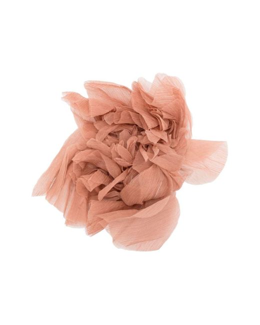 Max Mara Pink Floral-motif Mesh Brooch