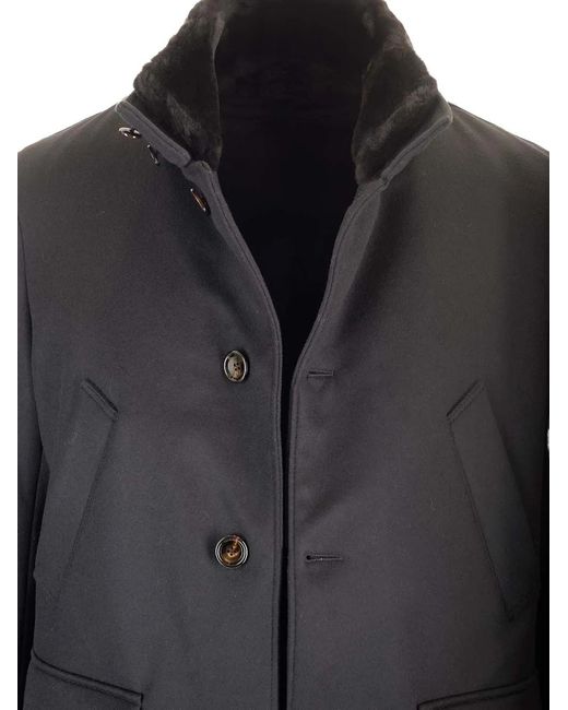 Al Duca D'aosta Gray Fur-Trimmed Buttoned Jacket for men