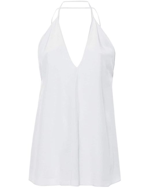 Totême  White Double-Halter silk top