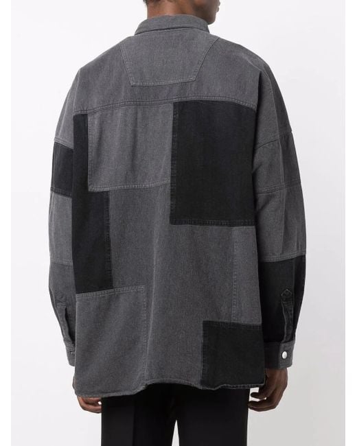 Ambush Black Patchwork Denim Shirt for men