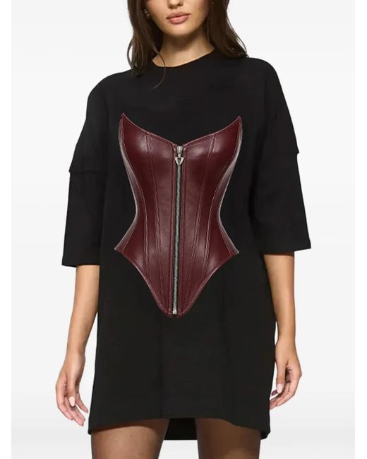 Hamza Black Robe Courte À Détail De Corset