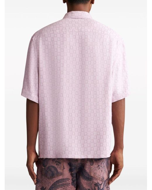 Etro Pink Logo-embroidered Jacquard Shirt for men