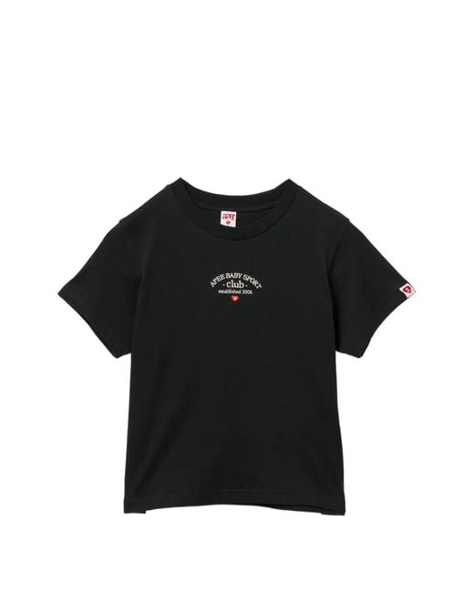 AAPE BY A BATHING AP Black Logo Embroidered T-Shirt
