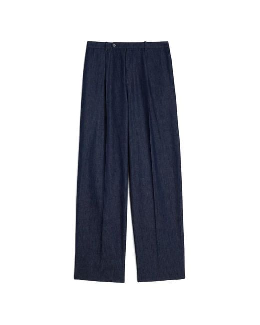 Jil Sander Blue Relaxed-Fit Lightweight-Cotton-Chambray Trousers With Front Pleats for men