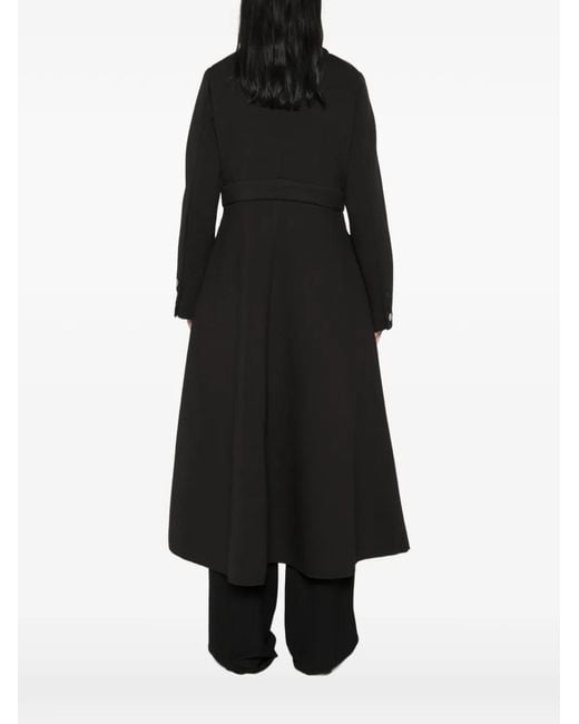 Psophia Black Button-Up Patch-Pocket Coat