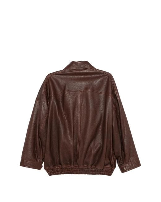 Rohe Brown Zip-Up Leather Jacket