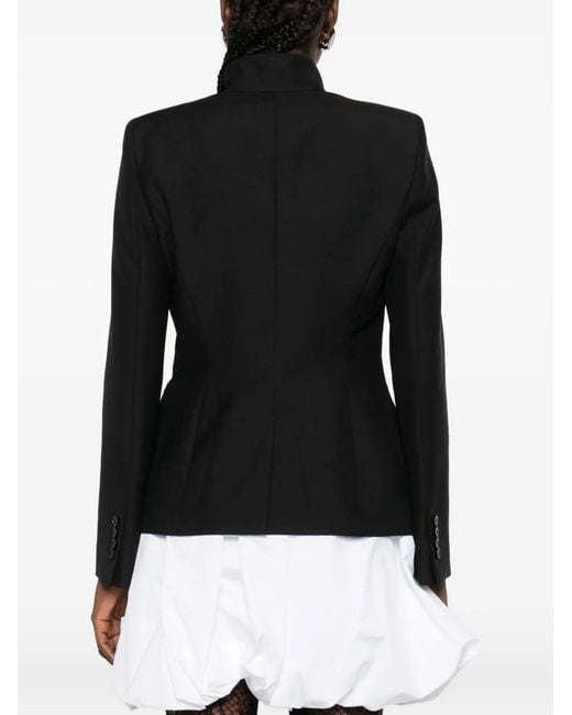 McQueen Black High-Neck Single-Button Jacket
