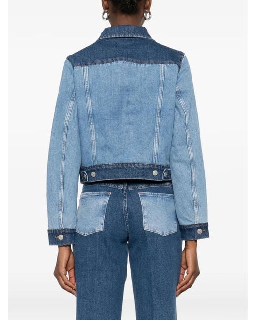 7 For All Mankind Blue Buttoned Denim Jacket