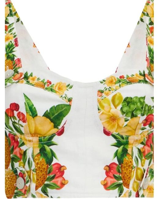 Farm Rio Yellow Floral-Print Crop Top