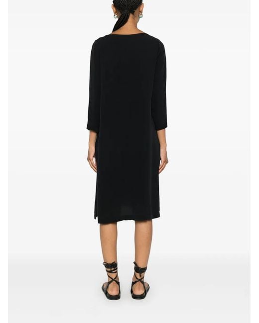 Private 0204 Black Ruched-Detail Midi Dress