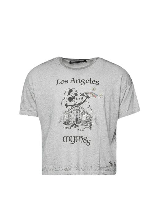 PALY Gray Mythss Graphic-Print Embellished T-Shirt for men
