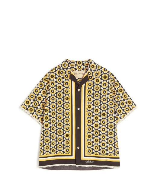 Valentino Garavani Metallic Logo-Print Short-Sleeve Shirt for men